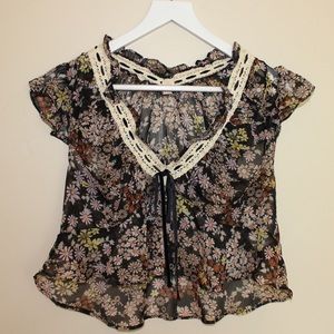 Free People, Floral, Black, Rylee Printed Top